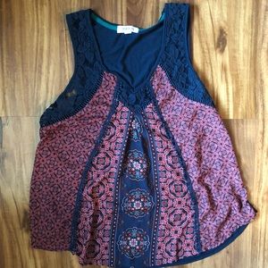 Flowy tank with lace trim